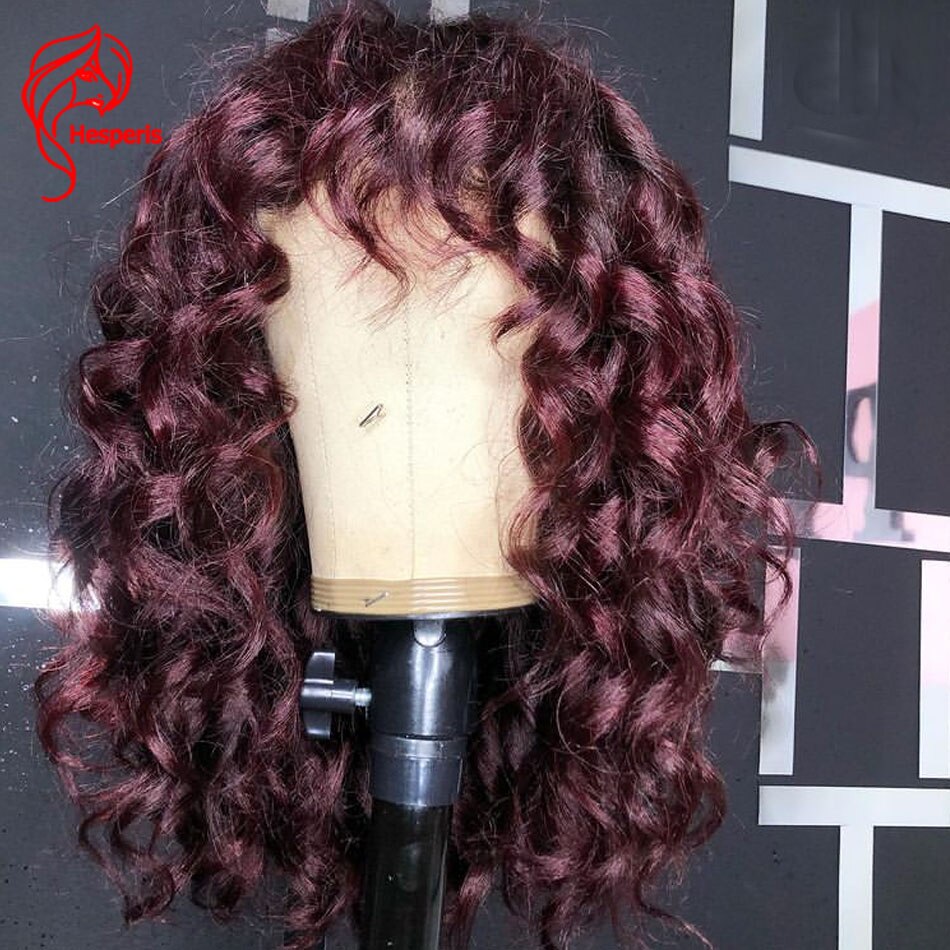 Hesperis Burgundy Curly Wig With Bangs   ..